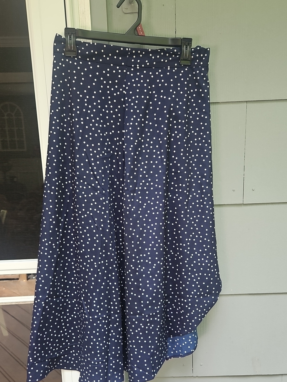 Navy Polka Dot Circle Skirt — Flattering Full Sweep